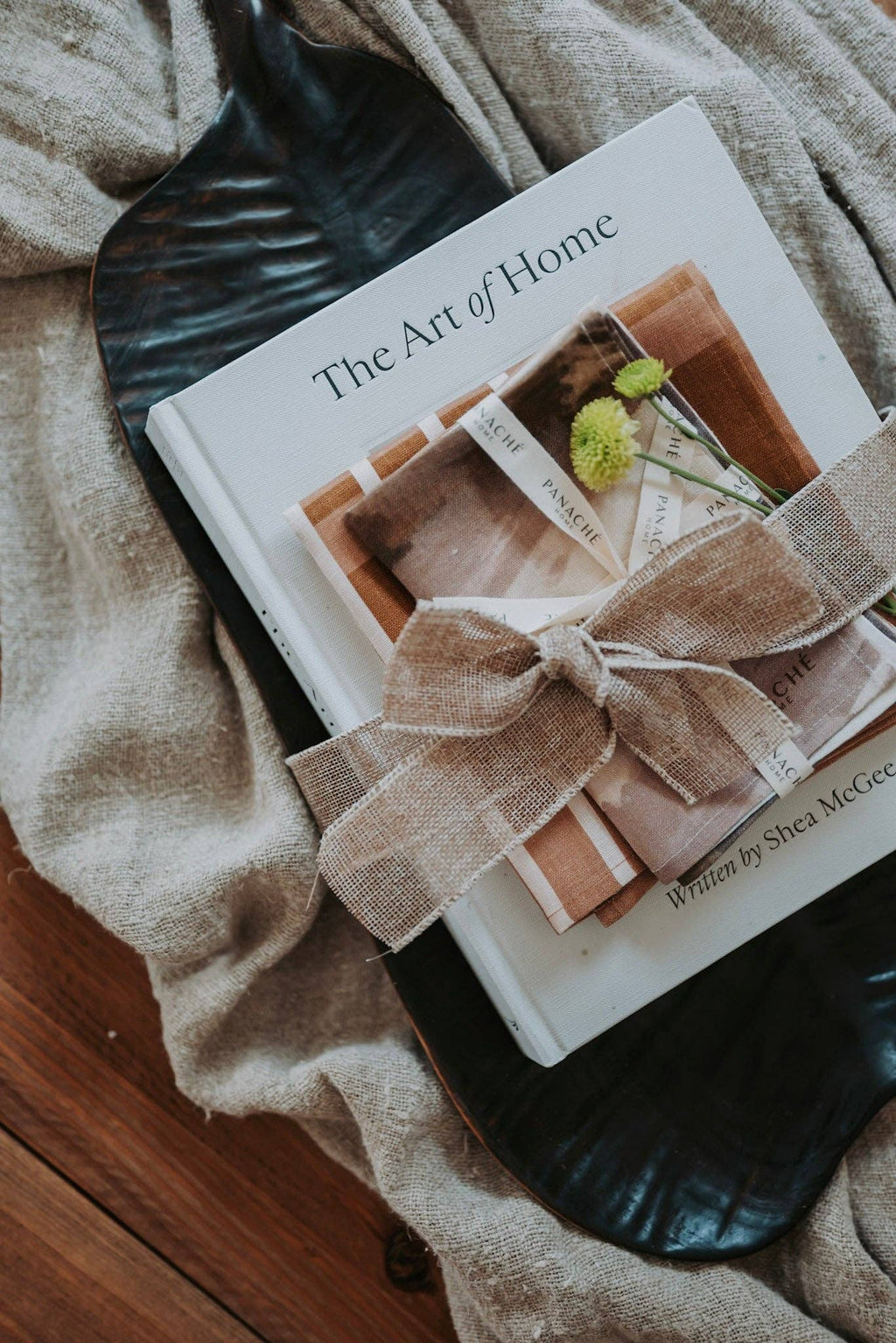 No.5 Tan Stripe Linen Tea Towel