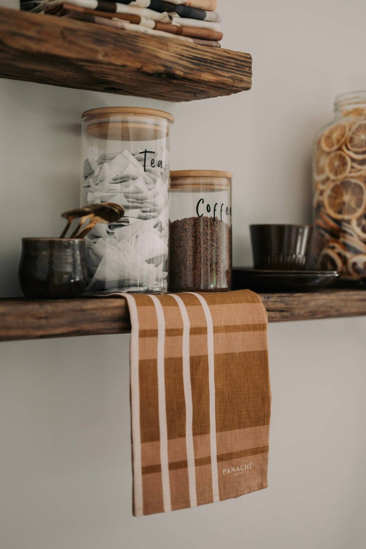 No.5 Tan Stripe Linen Tea Towel