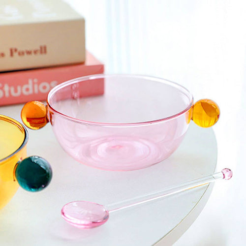 "Lollipop" Pink & Amber Glass Bowl