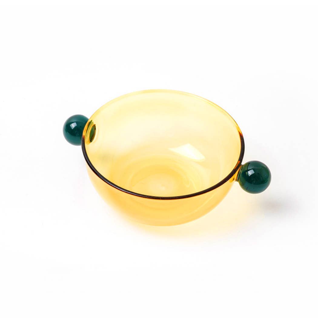 "Lollipop" Yellow & Green Glass Bowl