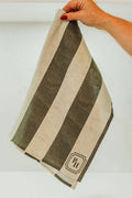 Green Striped Linen Tea Towel