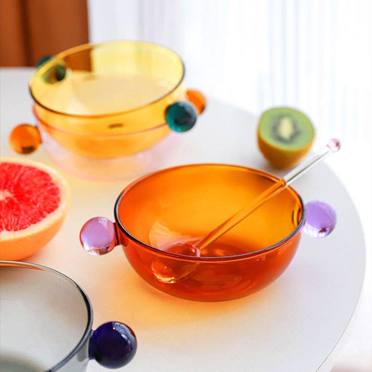 "Lollipop" Yellow & Green Glass Bowl