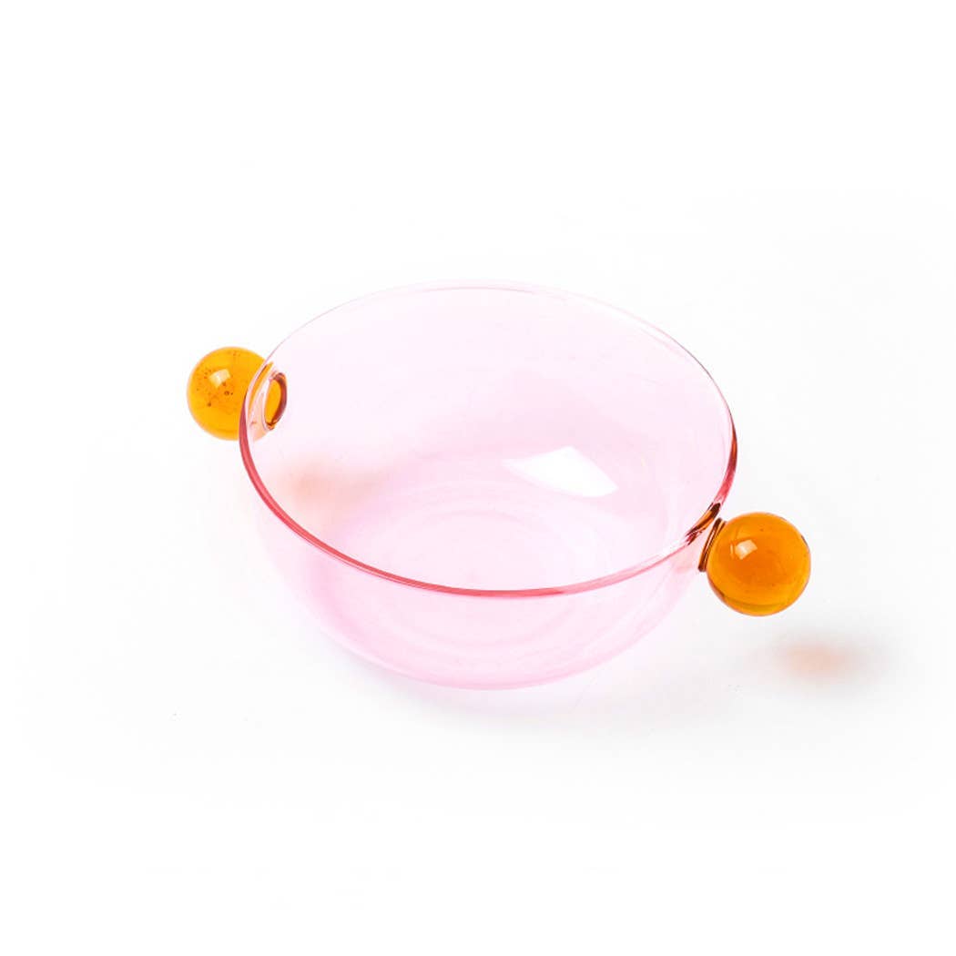 "Lollipop" Pink & Amber Glass Bowl