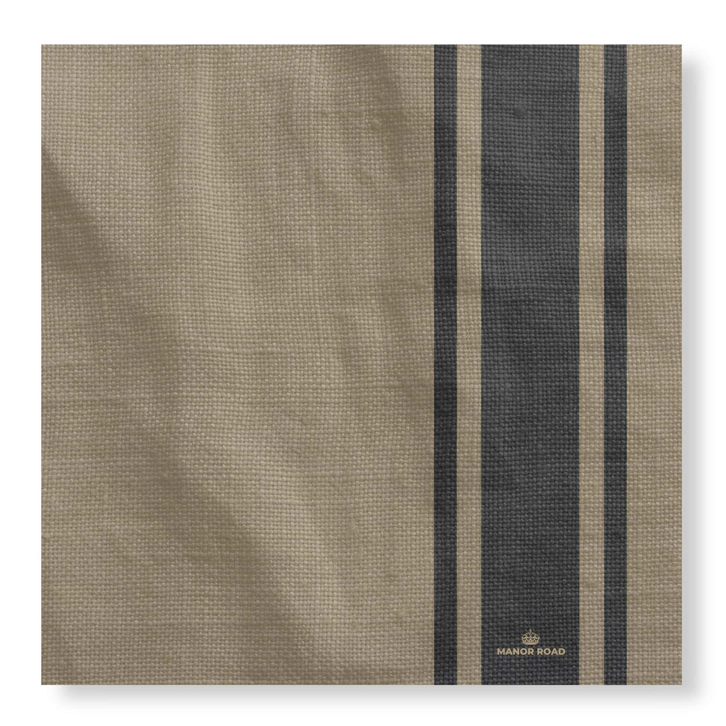 Manor Road Coffee Stripe Linen Cheese Board Presentation Cards
