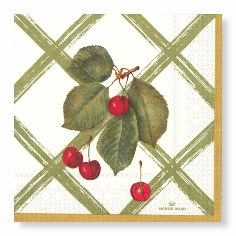 Manor Road Cherry Canvas Luncheon Napkins