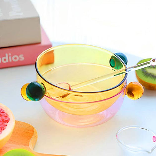 "Lollipop" Yellow & Green Glass Bowl