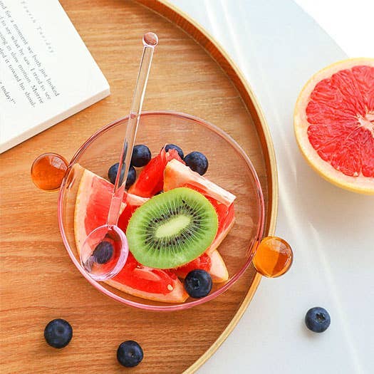 "Lollipop" Pink & Amber Glass Bowl