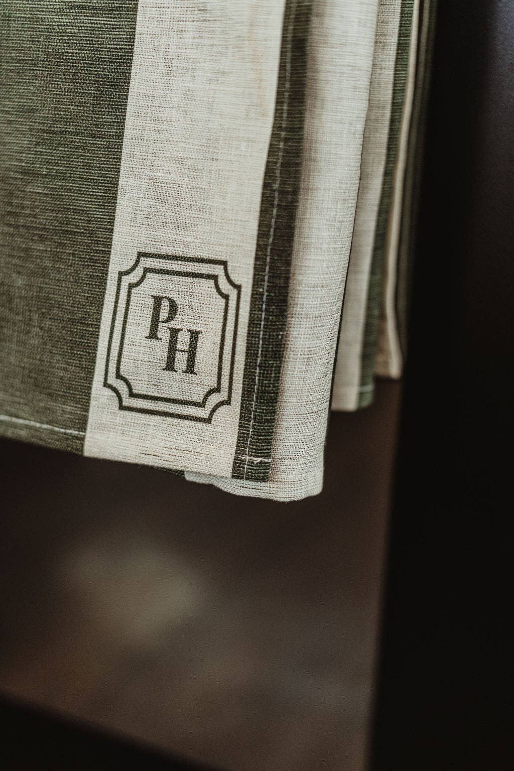 Green Striped Linen Tea Towel