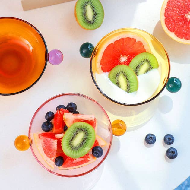 "Lollipop" Yellow & Green Glass Bowl